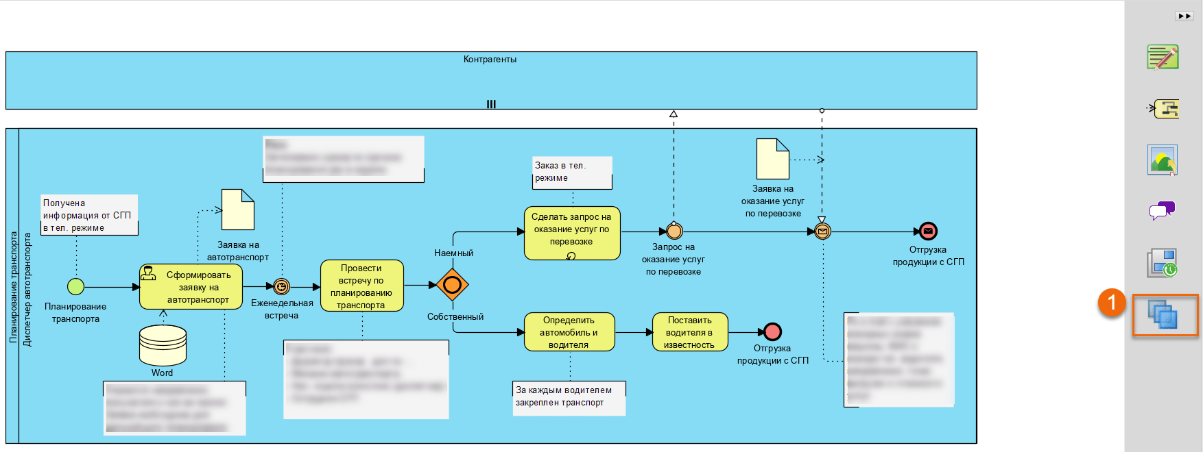 Как скрыть информацию на процессе в Visual Paradigm