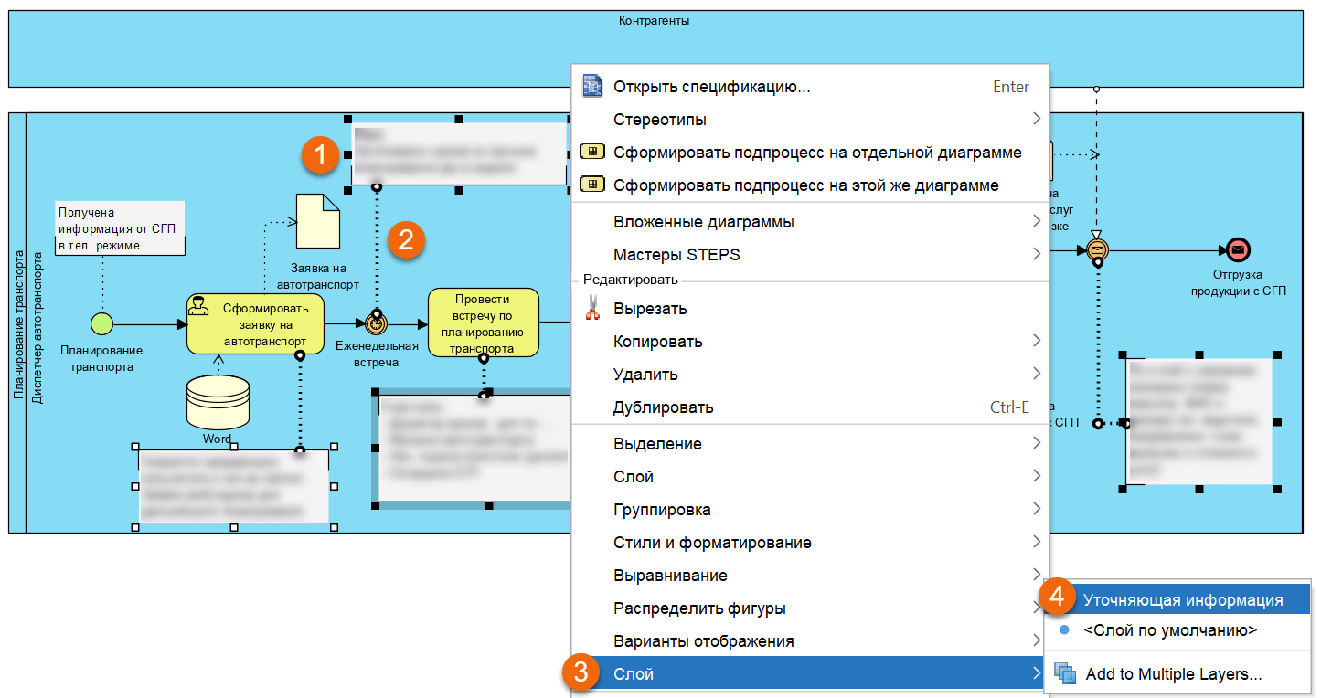Как скрыть информацию на процессе в Visual Paradigm 3